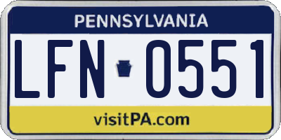 PA license plate LFN0551