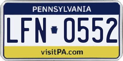 PA license plate LFN0552