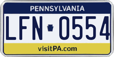 PA license plate LFN0554