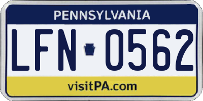 PA license plate LFN0562