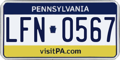 PA license plate LFN0567