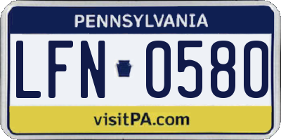 PA license plate LFN0580