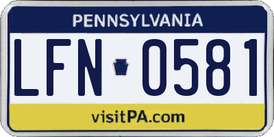 PA license plate LFN0581