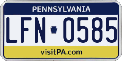 PA license plate LFN0585