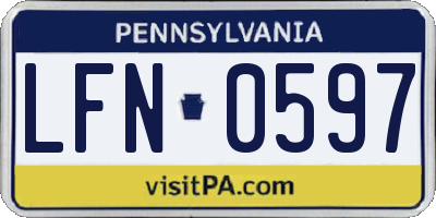 PA license plate LFN0597