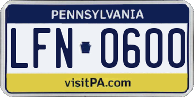 PA license plate LFN0600