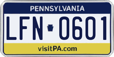 PA license plate LFN0601