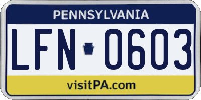 PA license plate LFN0603