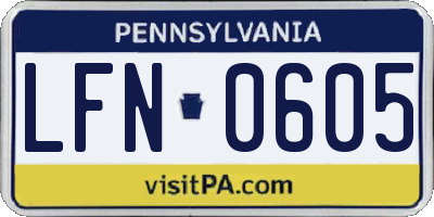 PA license plate LFN0605