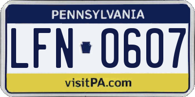 PA license plate LFN0607