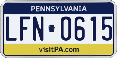 PA license plate LFN0615