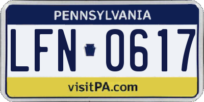 PA license plate LFN0617