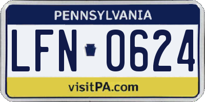 PA license plate LFN0624