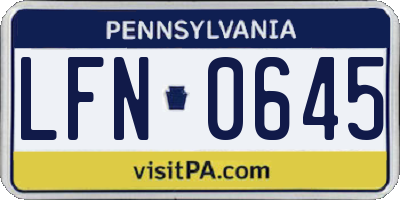 PA license plate LFN0645