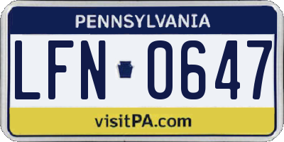 PA license plate LFN0647