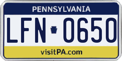 PA license plate LFN0650