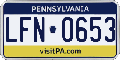 PA license plate LFN0653