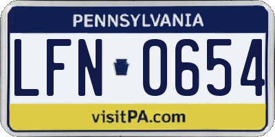 PA license plate LFN0654