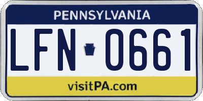 PA license plate LFN0661