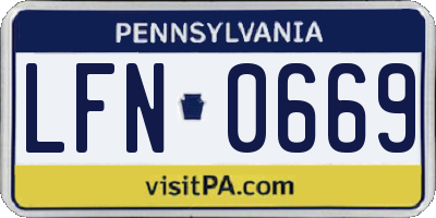 PA license plate LFN0669