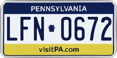 PA license plate LFN0672