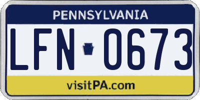 PA license plate LFN0673