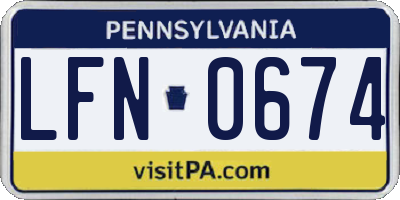 PA license plate LFN0674