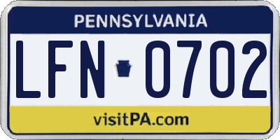 PA license plate LFN0702