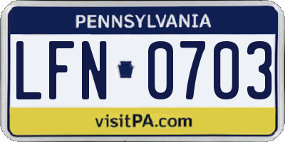 PA license plate LFN0703