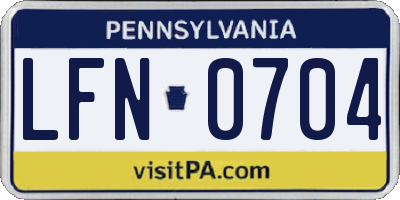 PA license plate LFN0704