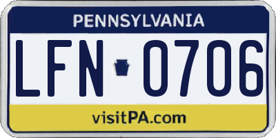 PA license plate LFN0706