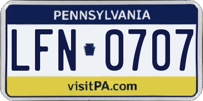 PA license plate LFN0707