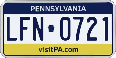 PA license plate LFN0721