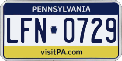 PA license plate LFN0729