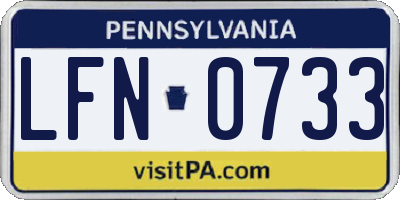 PA license plate LFN0733