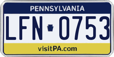 PA license plate LFN0753