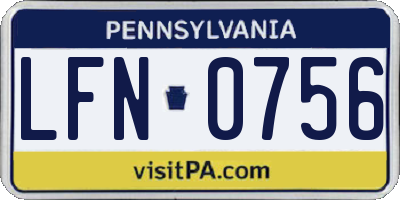 PA license plate LFN0756