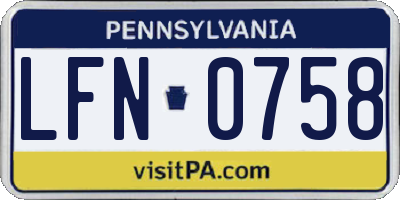 PA license plate LFN0758