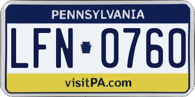 PA license plate LFN0760