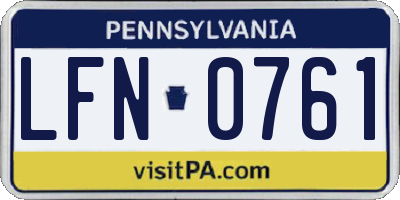 PA license plate LFN0761