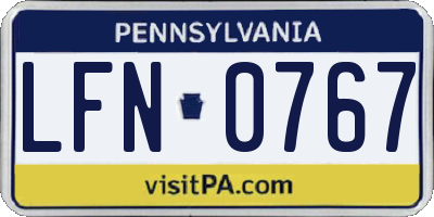 PA license plate LFN0767