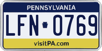 PA license plate LFN0769