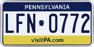 PA license plate LFN0772