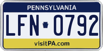 PA license plate LFN0792
