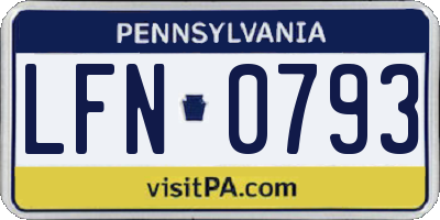 PA license plate LFN0793