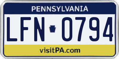 PA license plate LFN0794