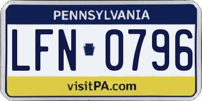 PA license plate LFN0796