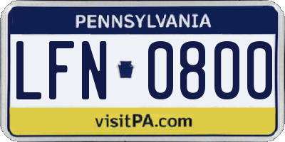 PA license plate LFN0800