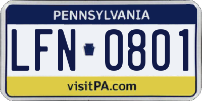 PA license plate LFN0801