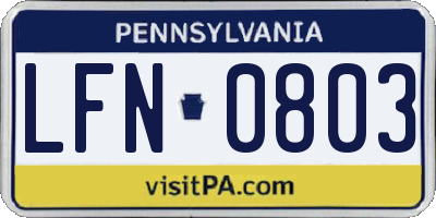 PA license plate LFN0803